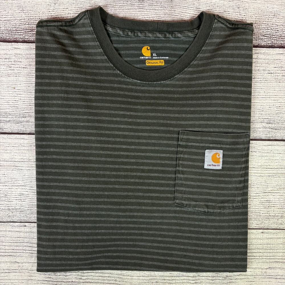 Carhartt Dark Gray Striped Short Sleeve Pocket T-shirt
